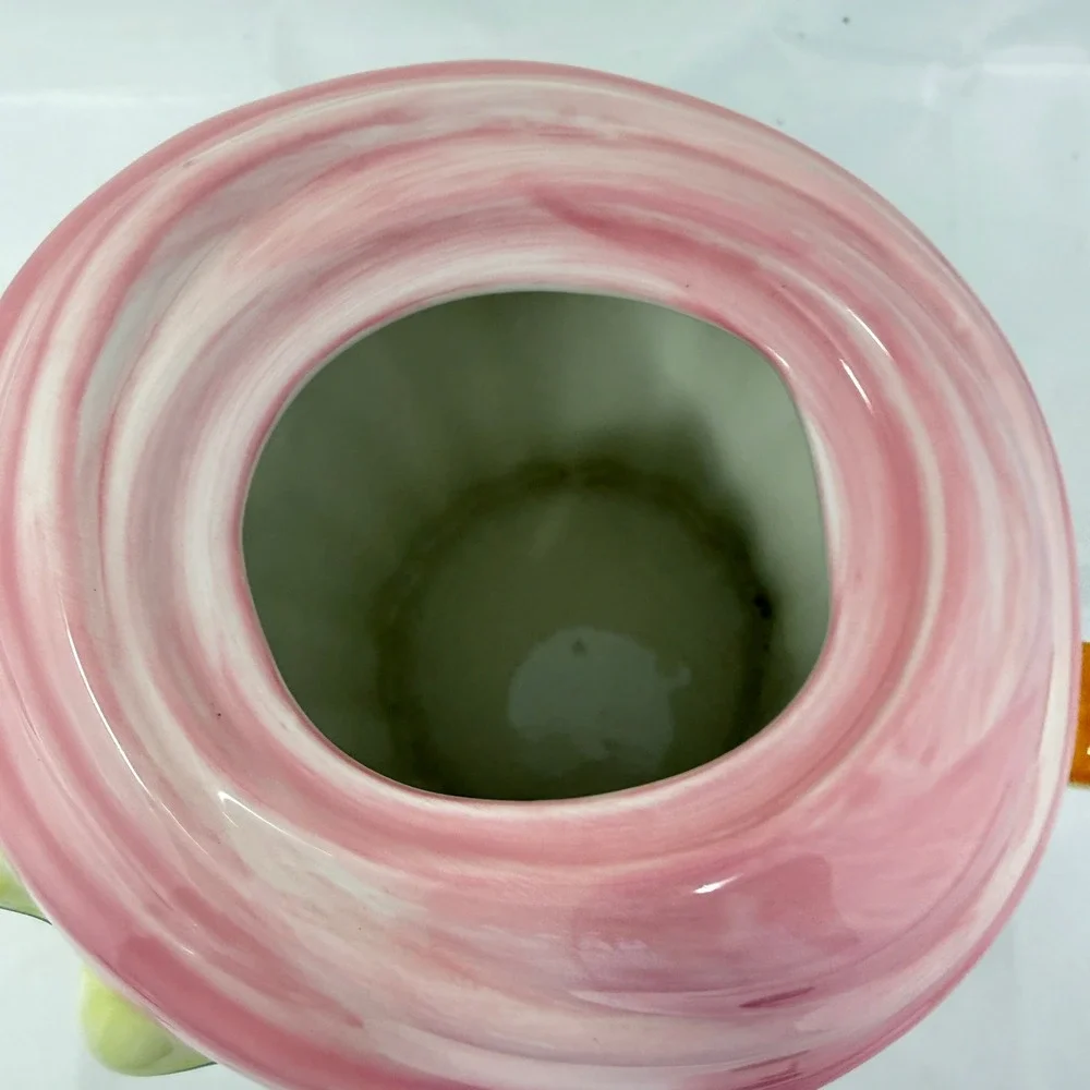 Pfaltzgraff Cupcake Cafe Ceramic Teapot Pink Frosting Cherry Lid Multicolor 6.5